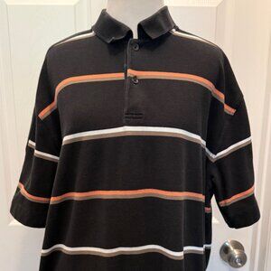 Callaway Golf X Series Polo, Size XL, Black with Peach, White and Taupe Stripes